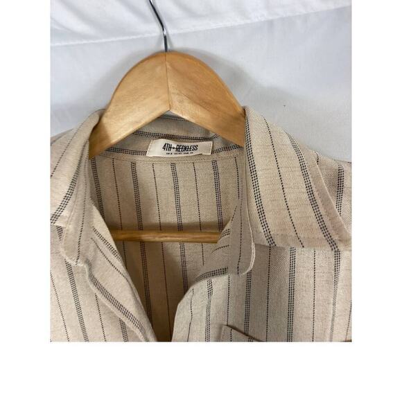 4th & Reckless Womens Romper Beige Miller Stripe Wide Elastic Waist XS - Picture 3 of 5